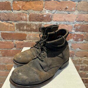 Carpe Diem Distressed Combat Boots – Black Reverse Leather
